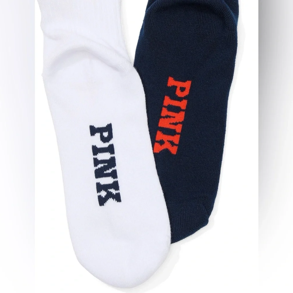 PINK Victoria's Secret Navy and White Dog Embroidered 2 Pack Quarter Socks- NWT